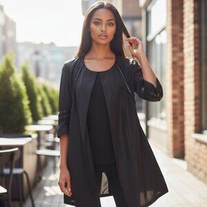 RUE DU MAIL Runway Black Silk Jacket Topper 38 Paris Minimalist Couture Y2K